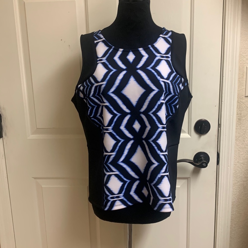 Lane Bryant 14/16 Sleeveless Blue and Black Blouse.